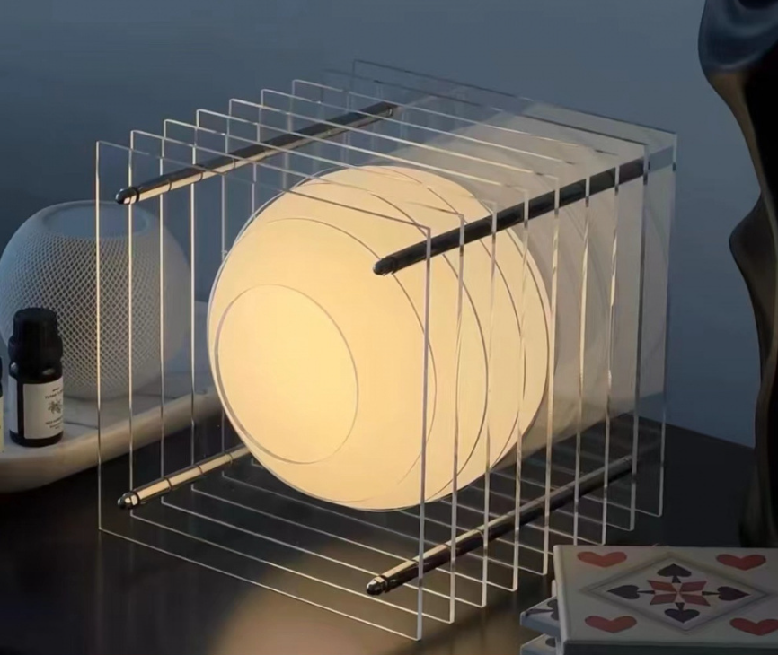 Minimalist Layered Acrylic Moon Lamp - USB Touch Dimmable (Transparent Moon Lamp)