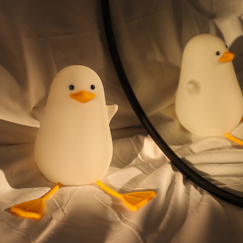Cute Gull Silicone Night Light - Tap Control, USB Rechargeable, Kids Bedroom (Colorful yellow beak)