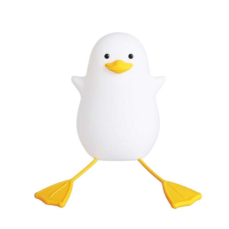 Cute Gull Silicone Night Light - Tap Control, USB Rechargeable, Kids Bedroom (Colorful yellow beak)
