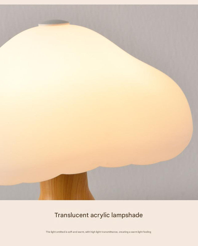 Red Mushroom LED Table Lamp - Rechargeable, 3-Color Touch Dimmable, USB-C