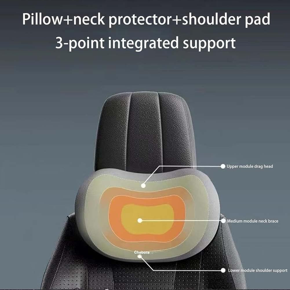 Blue Ergonomic Memory Foam Car Headrest & Lumbar Support Cushion Set - Driving Comfort Neck & Back Pillow