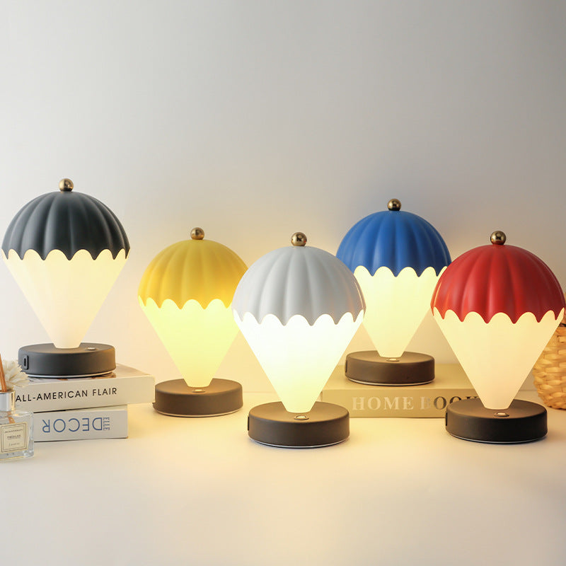 Yellow Rechargeable Hot Air Balloon LED Touch Lamp - 3-Color Nordic Style Desk Light