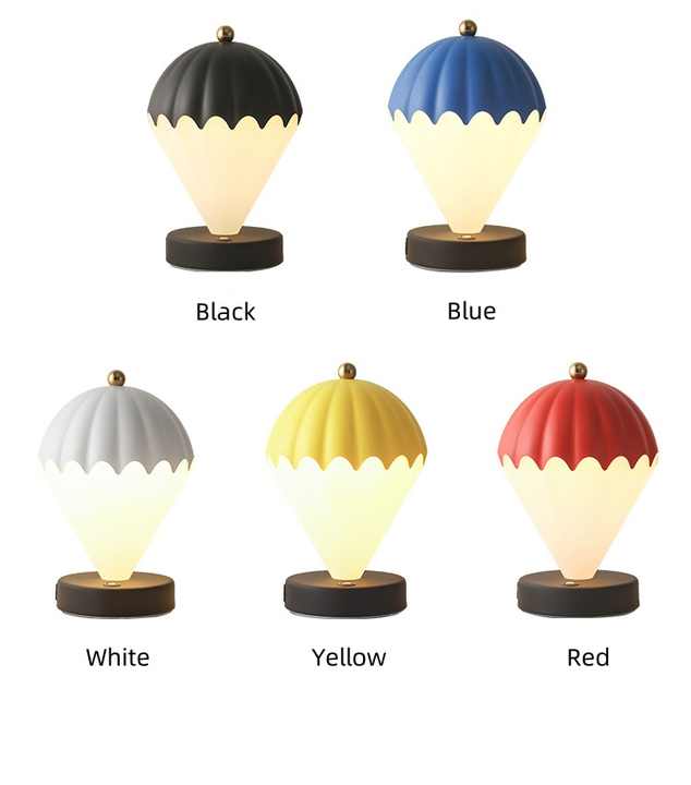 Blue Rechargeable Hot Air Balloon LED Touch Lamp - 3-Color Nordic Style Desk Light
