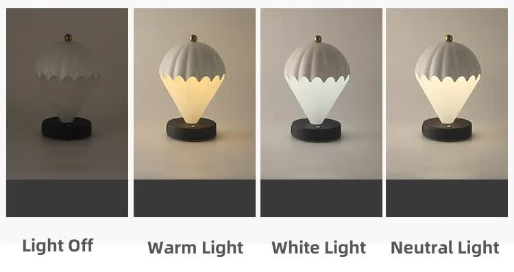 Blue Rechargeable Hot Air Balloon LED Touch Lamp - 3-Color Nordic Style Desk Light