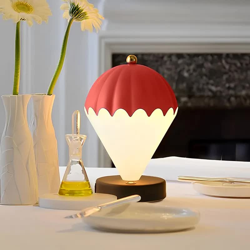 Blue Rechargeable Hot Air Balloon LED Touch Lamp - 3-Color Nordic Style Desk Light