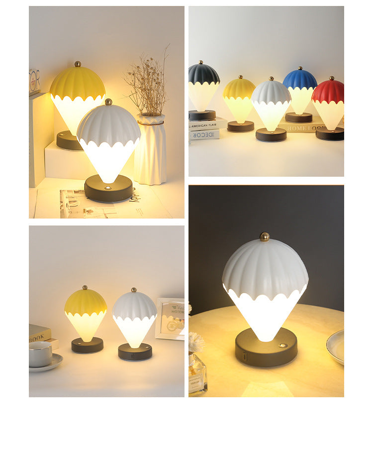 Blue Rechargeable Hot Air Balloon LED Touch Lamp - 3-Color Nordic Style Desk Light