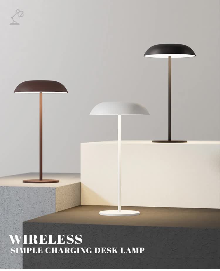 Black Minimalist Rechargeable LED Touch Table Lamp - 3-Color Stepless Dimming Metal Desk Light