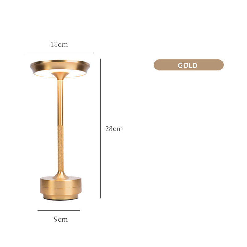 Gold Elegant Aluminum Alloy Rechargeable LED Touch Lamp - 3-Color Dimmable Cordless Table Light