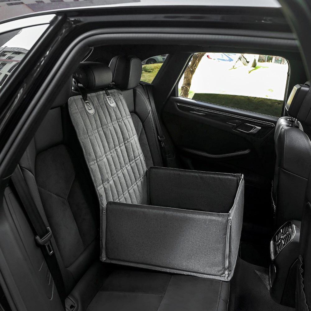 Black Waterproof Front Pet Car Seat Cover - Non-Slip Dog Booster Seat Protector Mat