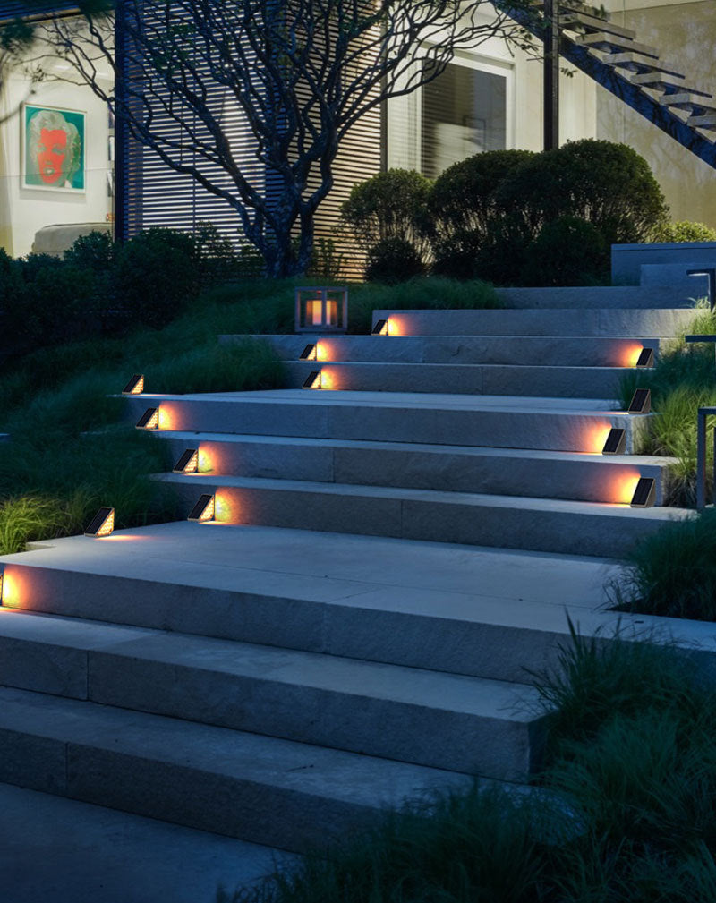 1 Piece White Bright 14-LED Solar Powered Step Lights - Automatic Outdoor Waterproof Illumination for Stairs, Deck, Pathway & Garden (Warm White)