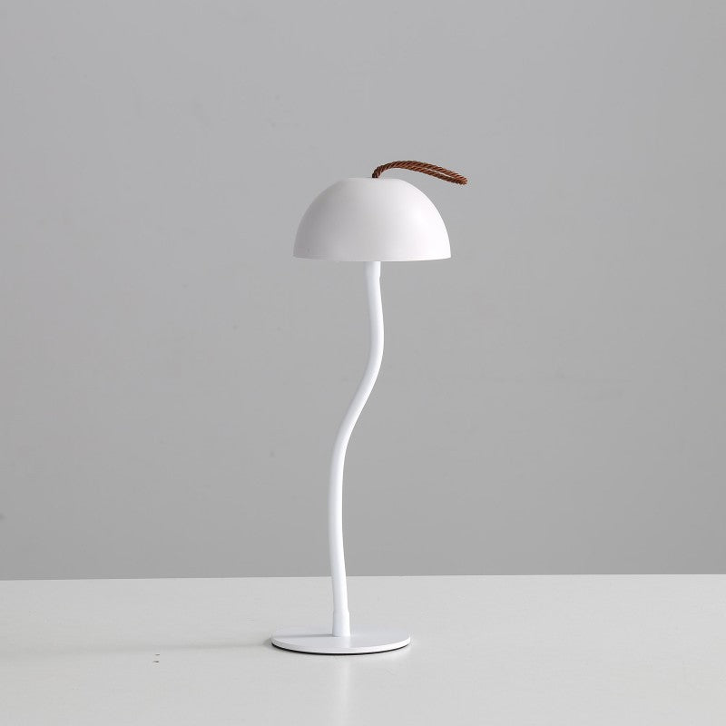 White Sleek Minimalist LED Mushroom Table Lamp - Rechargeable 3-Color Touch Control, Bar & Ambient Light