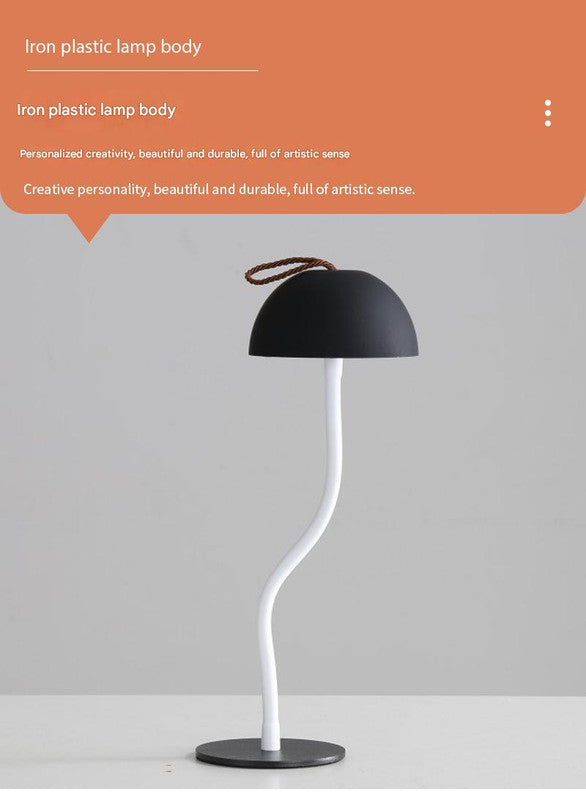 Green Three-dimensional stripes Sleek Minimalist LED Mushroom Table Lamp - Rechargeable 3-Color Touch Control, Bar & Ambient Light