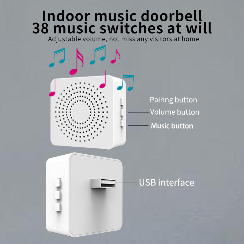 White Tuya Smart Video Doorbell - HD, Voice Changing, Night Vision, Rechargeable, WiFi Enabled