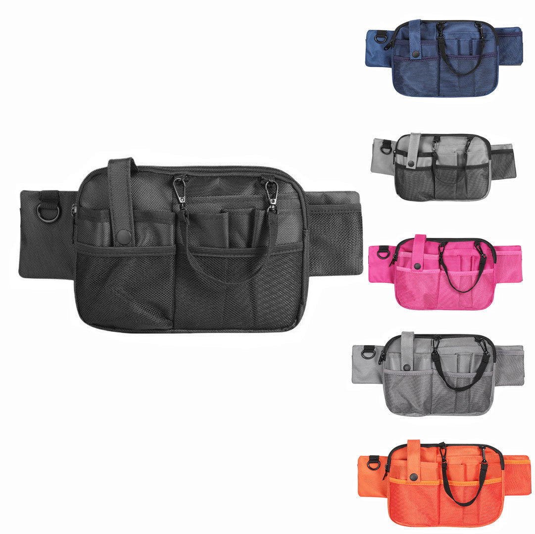 Grey and Black Nurse Utility Belt Bag - Multi-Pocket Medical Organizer Waist Pack for Tools & Essentials