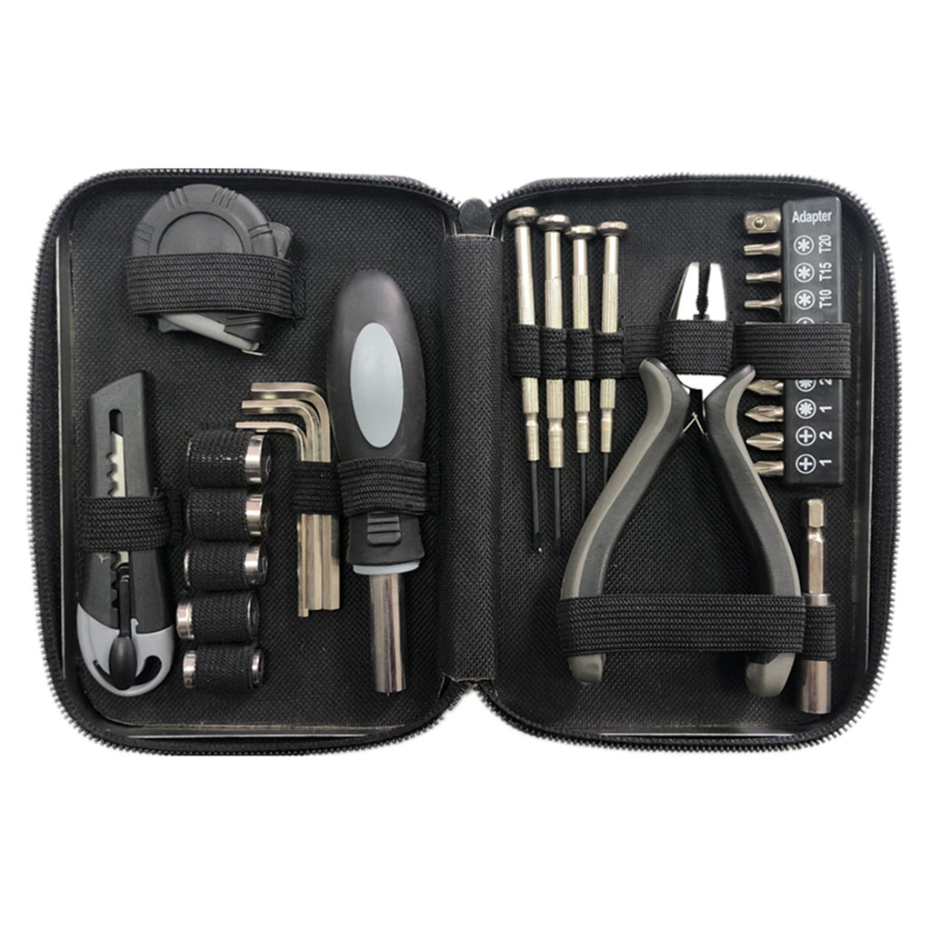 Compact Household Tool Kit Set in Tin Box - Screwdriver, Sockets, Hex Keys & More
