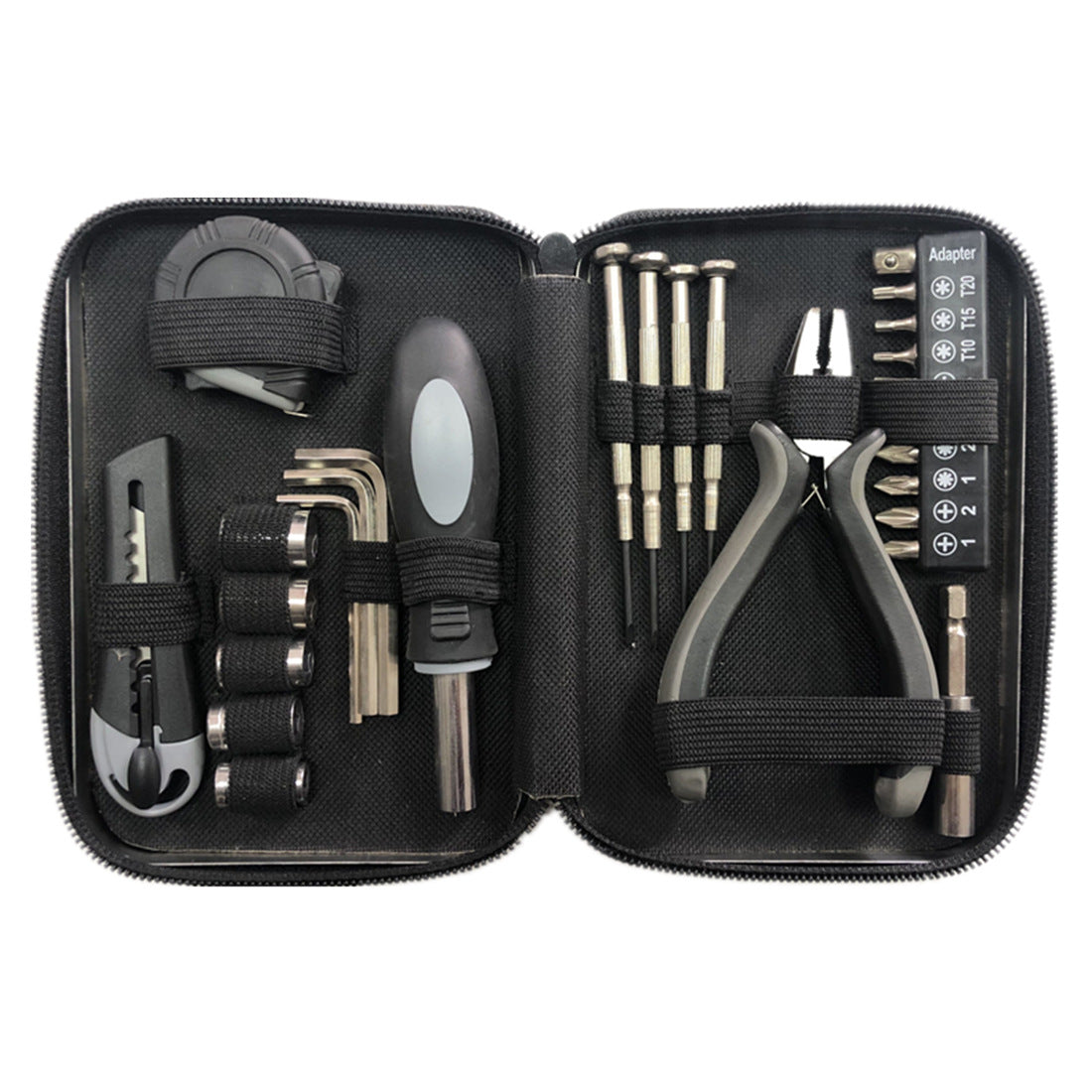 Compact Household Tool Kit Set in Tin Box - Screwdriver, Sockets, Hex Keys & More