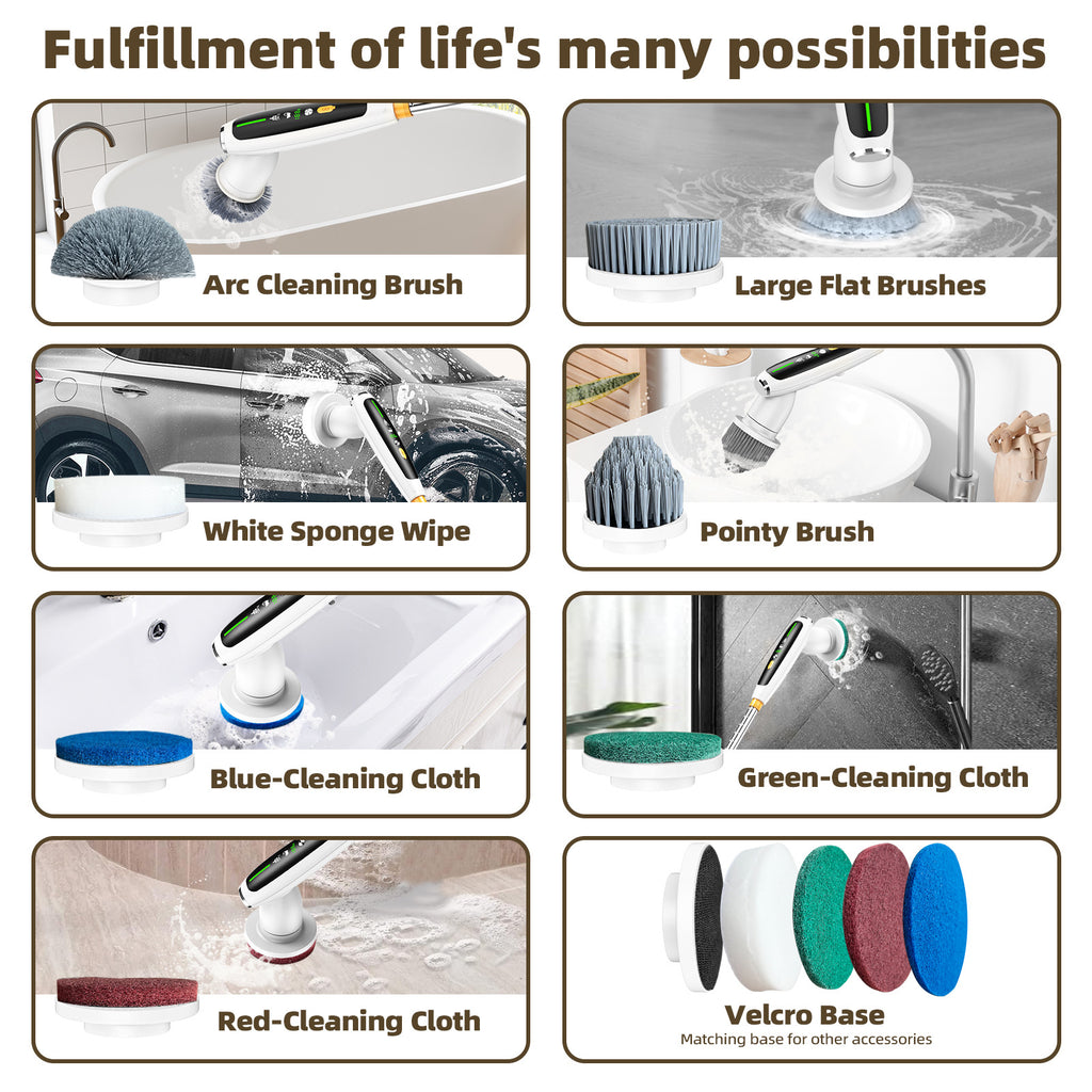 Home Luxury Style Powerful Torque Silent Extendable Smart-Sensing Electric Cleaning Brush