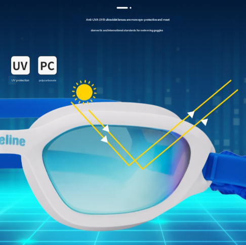 Blue-green Premium Full-View Anti-Fog Adult Swim Goggles with Transparent Case