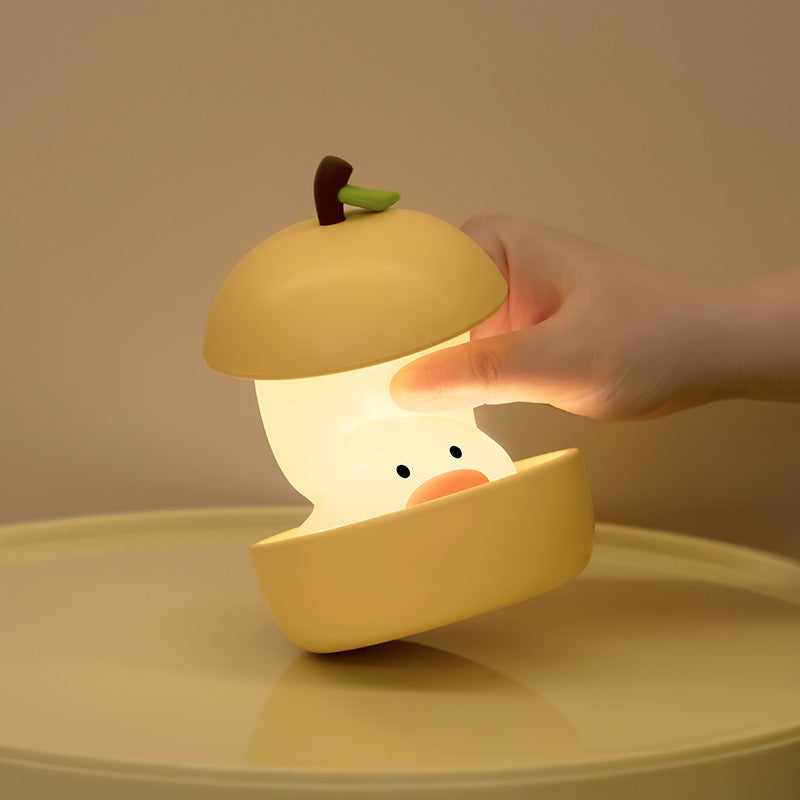 Yellow Colorful Duck Pear USB Night Light - Adjustable Sleep Companion