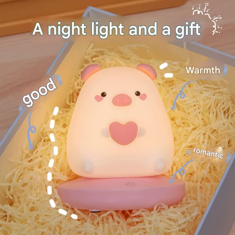 Adorable Animal Silicone LED Night Light - 3 Brightness Levels, USB Rechargeable, Touch Control(Cute rabbit)
