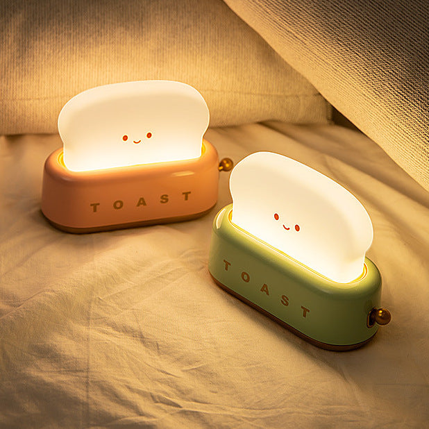 Adorable Toast-Shaped LED Night Light - Dimmable, Timer, USB-C Rechargeable, Long Battery Life(pink)