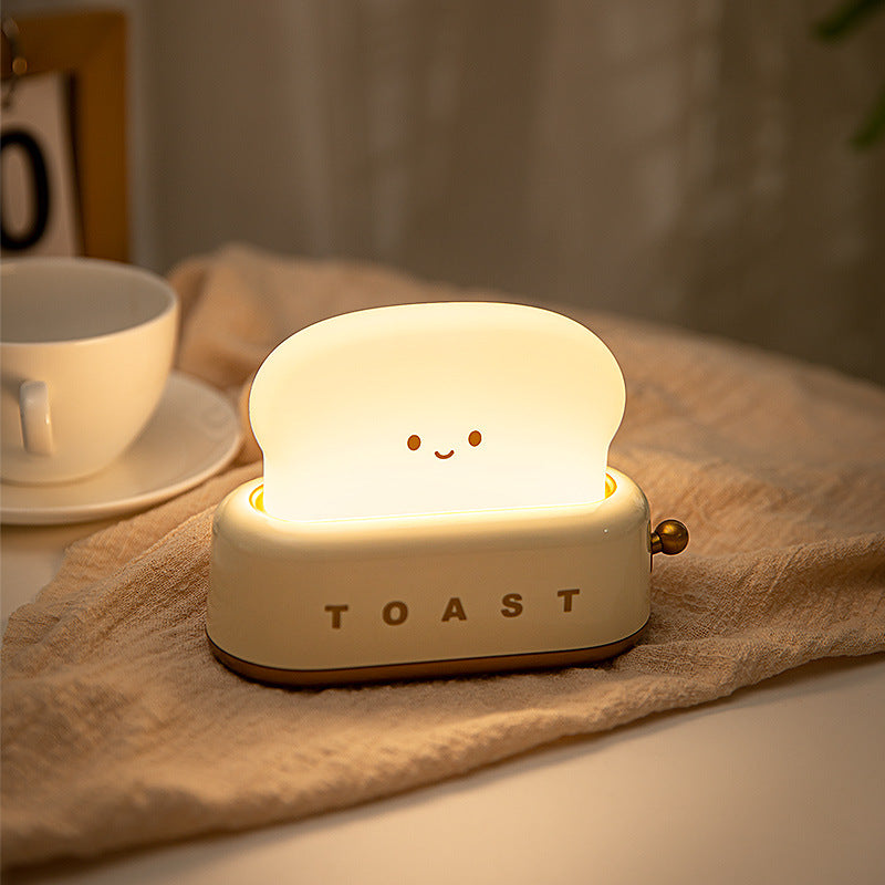 Adorable Toast-Shaped LED Night Light - Dimmable, Timer, USB-C Rechargeable, Long Battery Life(Green)