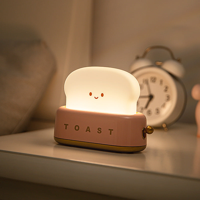 Adorable Toast-Shaped LED Night Light - Dimmable, Timer, USB-C Rechargeable, Long Battery Life(Green)