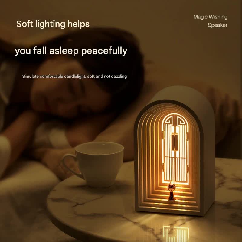 Magic Wishing Door LED Night Light & Bluetooth Speaker - Stepless Dimming, USB-C Rechargeable(grey)