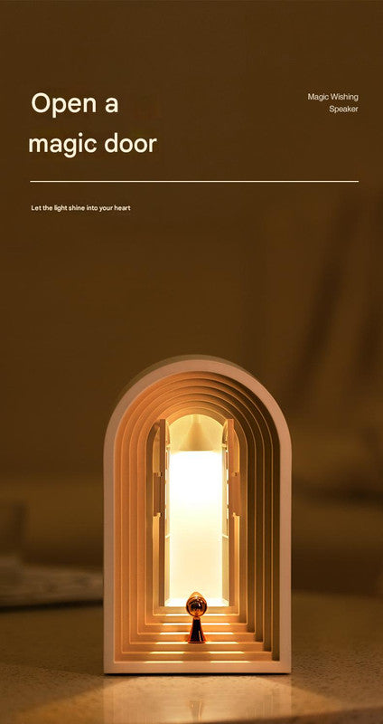 Magic Wishing Door LED Night Light & Bluetooth Speaker - Stepless Dimming, USB-C Rechargeable(grey)