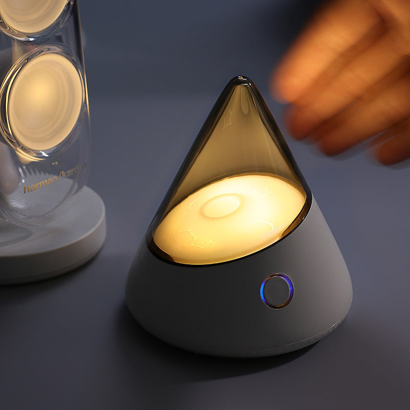 Cone Shaped Atmosphere Night Light - 4 Light Modes, Dimmable, USB-C Rechargeable(white)