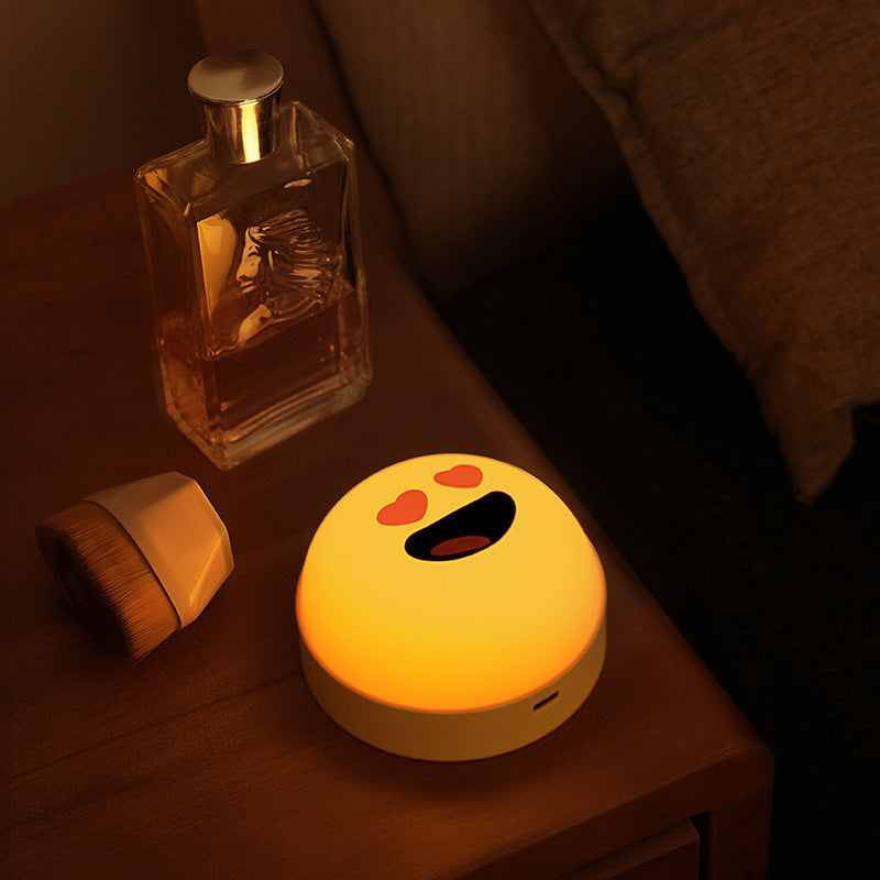 Fun Emoji LED Night Light - Tap Control, 7 Changing Options, 3 Brightness Levels & Magnetic Mount(Smiling emoticon)