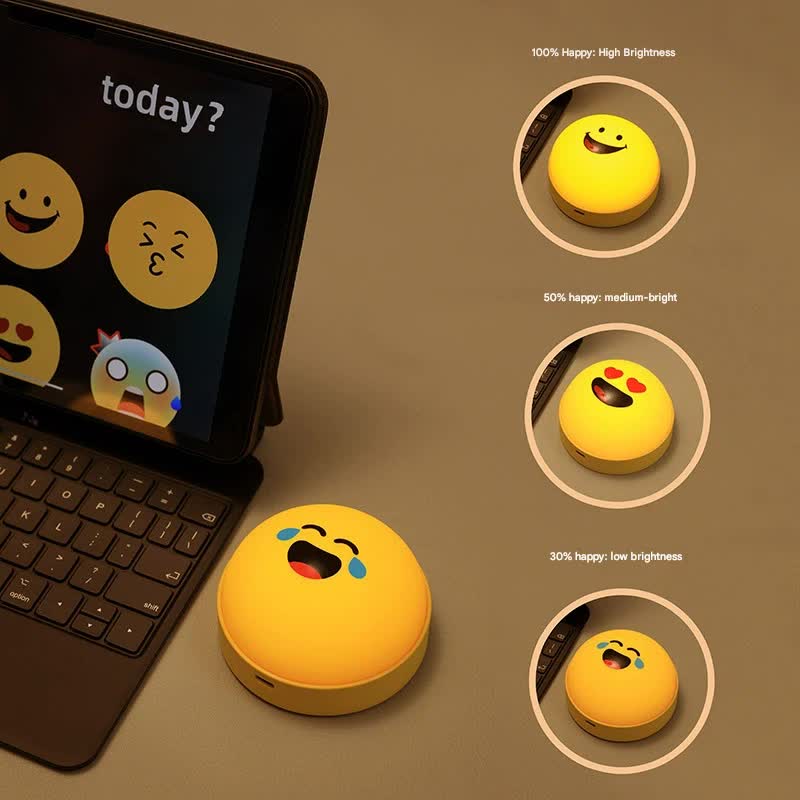 Fun Emoji LED Night Light - Tap Control, 7 Changing Options, 3 Brightness Levels & Magnetic Mount(Kissing expression)