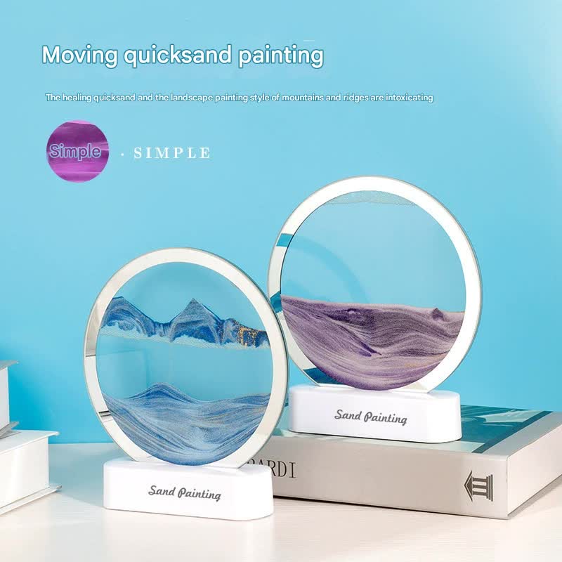 Moving Sand Art Picture with LED Night Light Base - USB Powered, Relaxing Desktop Decor(blue)