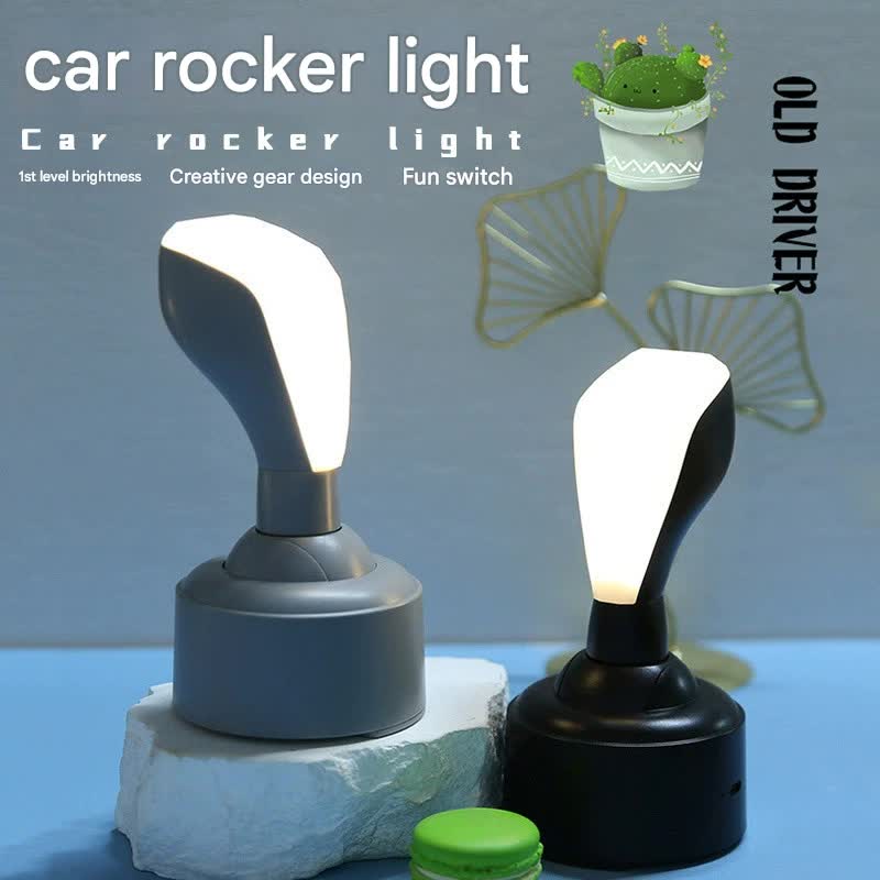Car Gear Shifter Style LED Night Light - 3 Brightness Levels, Type-C Rechargeable & Stress Relief Gadget(Gray)