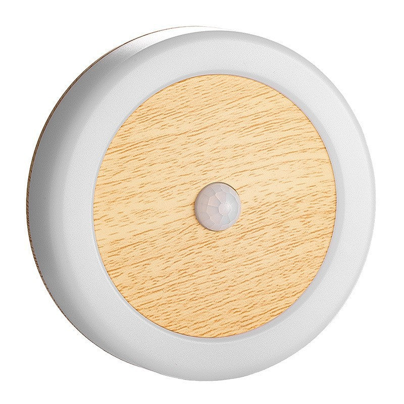 Smart Motion Sensor LED Night Light - USB Rechargeable, Magnetic Mount, 2 Light Temperatures(Yellow-brown wood grain)