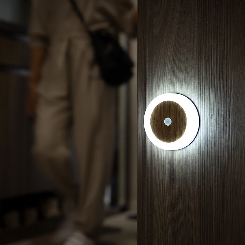 Smart Motion Sensor LED Night Light - USB Rechargeable, Magnetic Mount, 2 Light Temperatures(Rosewood grain)