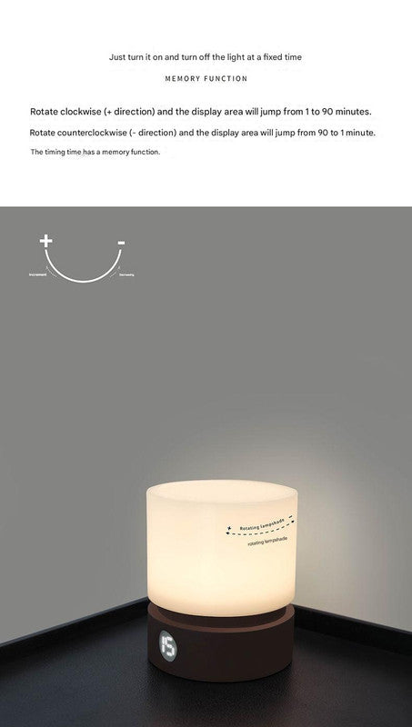Cylindrical LED Night Light with Timer & Stepless Dimming - USB-C Rechargeable, 1200mAh Battery(Red)