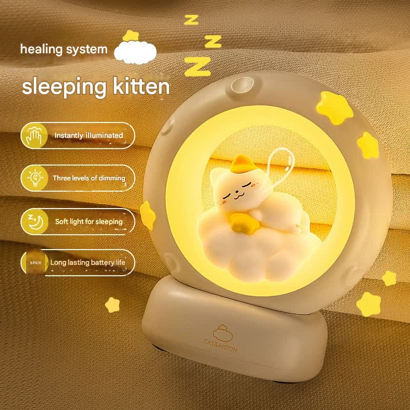 Adorable LED Night Light with Tap Control - 3 Brightness Levels & USB Charging(cat)
