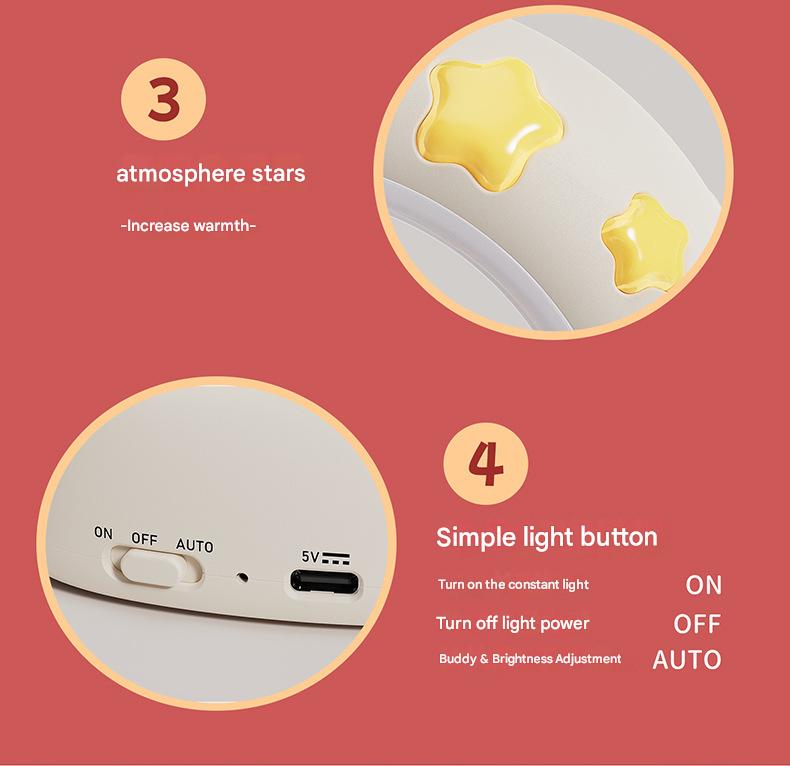 Adorable LED Night Light with Tap Control - 3 Brightness Levels & USB Charging(Yellow little dragon)