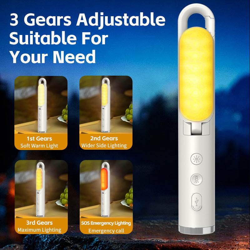 Multi-Function Folding LED Camping Lantern & Flashlight - USB Rechargeable, 3 Light Modes + SOS(grey)