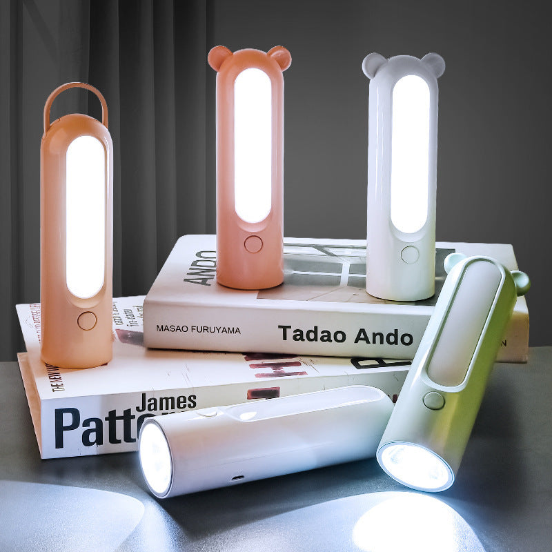 2-in-1 Portable LED Camping Lantern & Flashlight - USB Rechargeable, Dual Light Modes(Bear model pink)