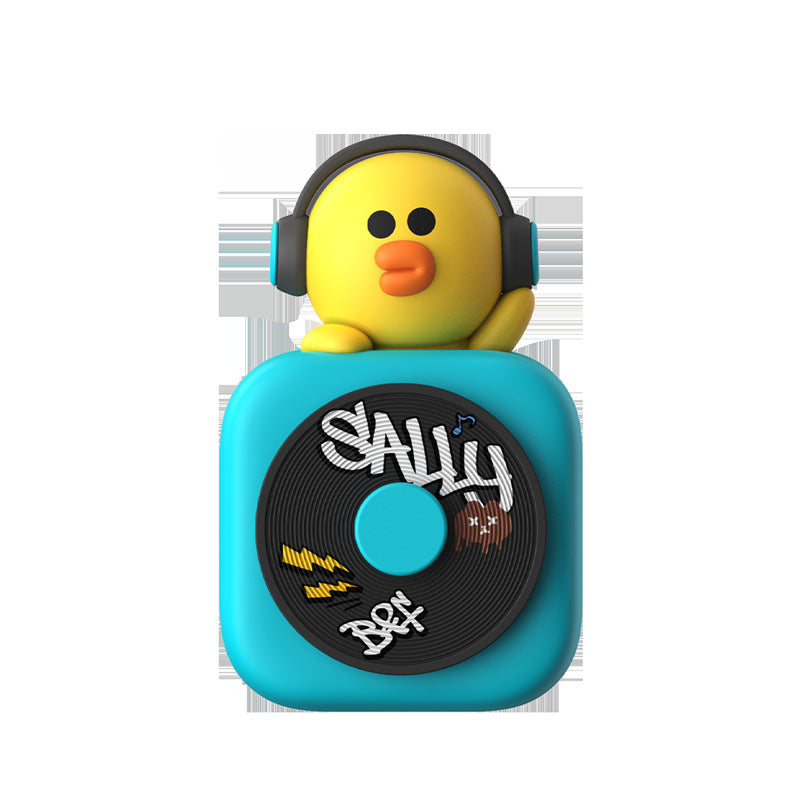 Car Air Freshener - CD Player Design with Spinning Record & Cute Character Topper(Yellow chick)