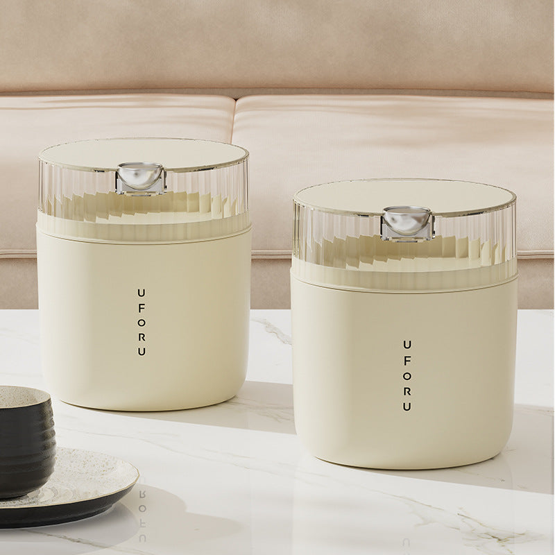 White desktop trash can (standard 1-roll garbage bag) 14cm * 15cm (including button) * 16cm