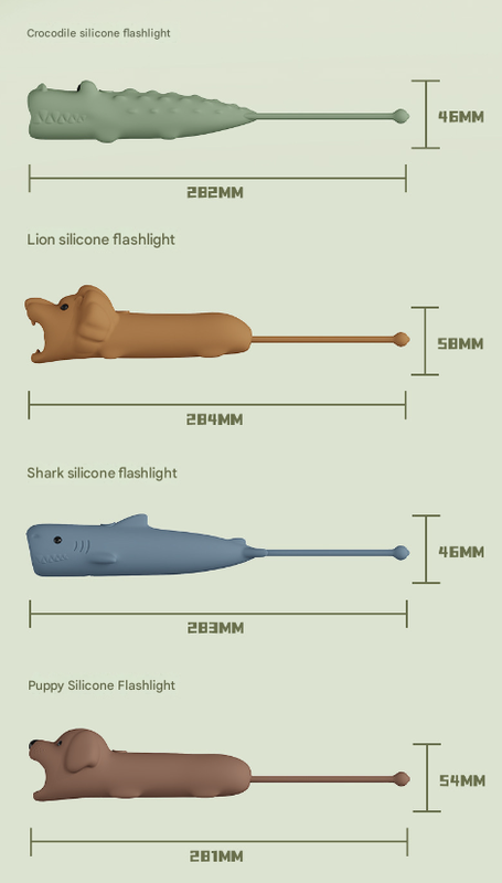 Brown Adorable Lion Silicone LED Flashlight for Kids - USB Rechargeable, Dimmable Brightness, Portable Night Light