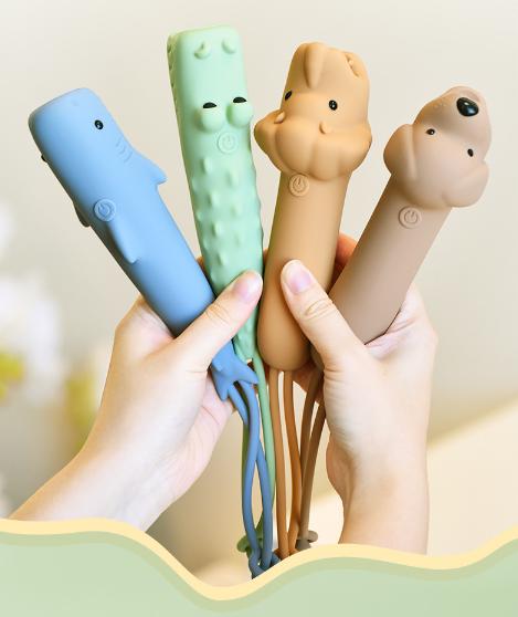 Brown Adorable Lion Silicone LED Flashlight for Kids - USB Rechargeable, Dimmable Brightness, Portable Night Light