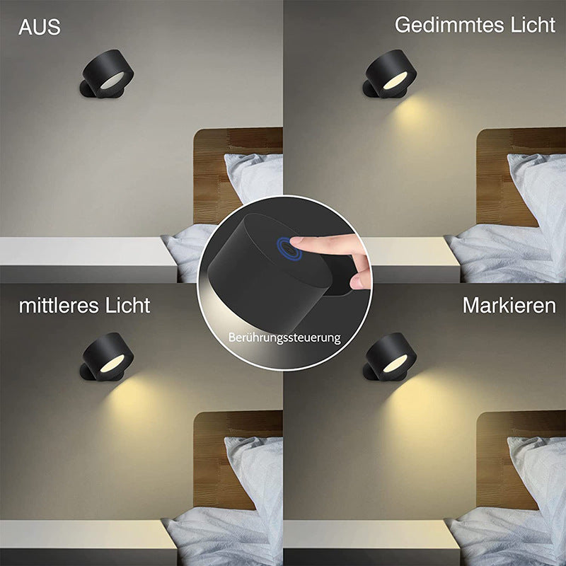 White Rechargeable LED Magnetic Wall Light - Touch Control, 3 Colors & Dimmable, USB Portable Night Lamp for Reading & Cabinets