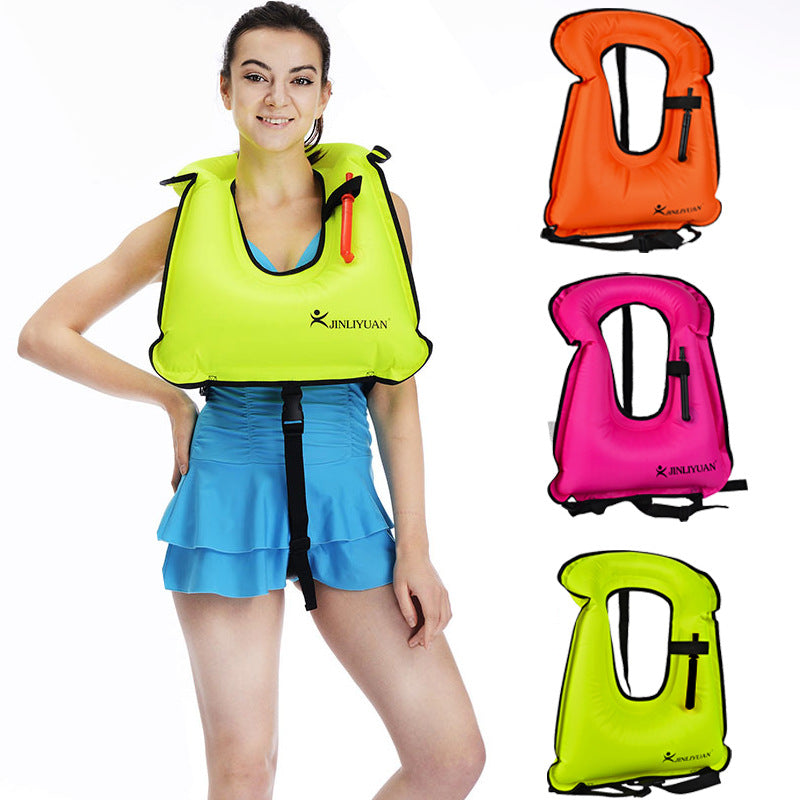 Fluorescent Green Adult Inflatable Snorkel Vest - Lightweight Buoyancy Aid for Swimming & Water Sports?