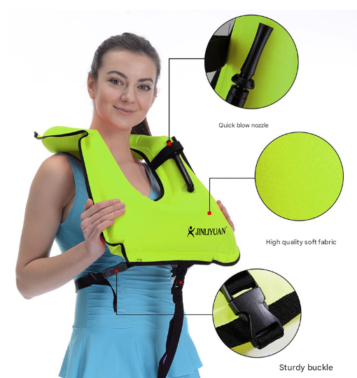 Fluorescent Green Adult Inflatable Snorkel Vest - Lightweight Buoyancy Aid for Swimming & Water Sports?