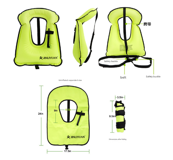 Yellow Adult Inflatable Snorkel Vest - Lightweight Buoyancy Aid for Swimming & Water Sports?