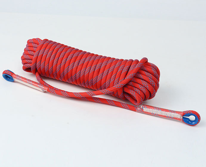 Red 10mm Double Hook Climbing Rope Set - 20m Durable Outdoor Safety Rescue Cord